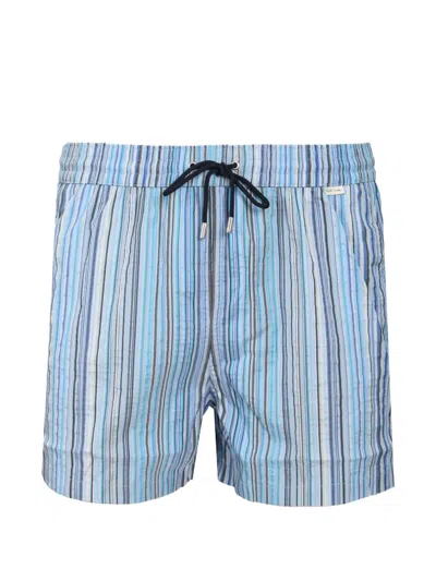 Paul Smith Striped Swim Shorts In Blue