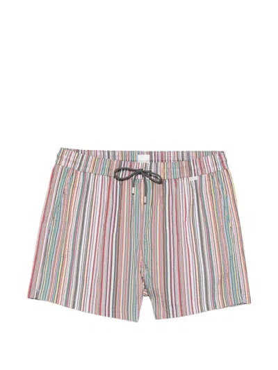 Paul Smith Striped Drawstring Swim Shorts In Multi
