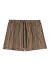 Paul Smith Striped Swim Shorts With Drawstring In Brown