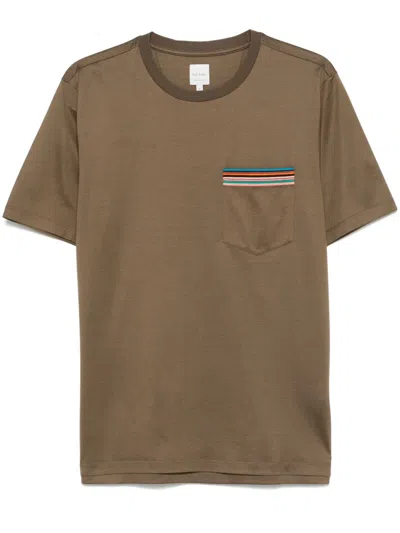 Paul Smith Striped T-shirt In Brown
