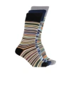 Paul Smith Three-pack Multicolor Signature Stripe Socks In Multicolor