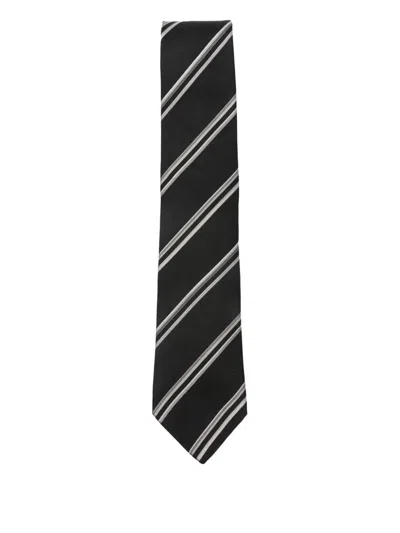 Paul Smith Striped Tie In Black