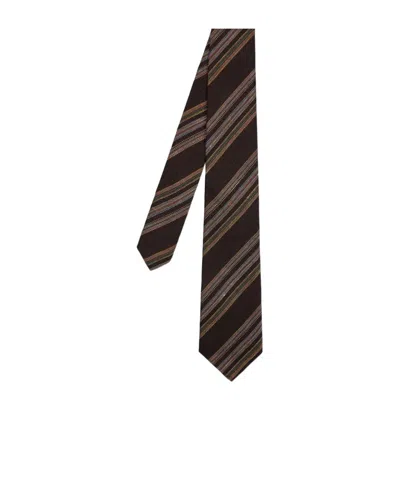 Paul Smith Striped Tie In Black