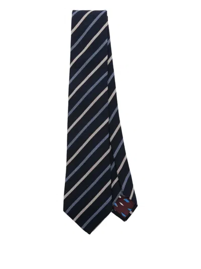 Paul Smith Striped Tie In Blue