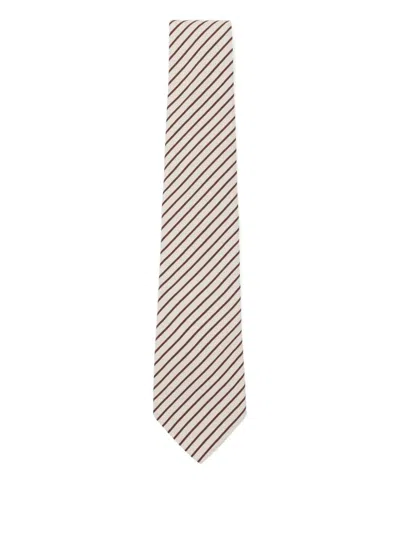 Paul Smith Striped Tie In Neutral