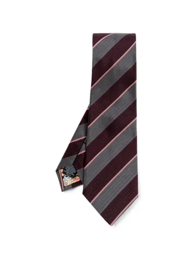 Paul Smith Striped Tie In Red
