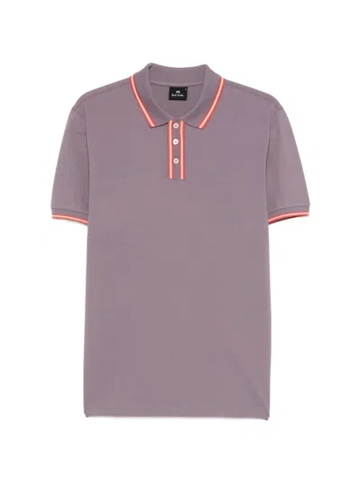 Paul Smith Striped Trim Polo Shirt In Purple
