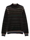 Paul Smith Signature Stripe Waffle Roll Neck Jumper In Multi