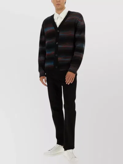 PAUL SMITH STRIPED V-NECK LONG SLEEVE KNITWEAR
