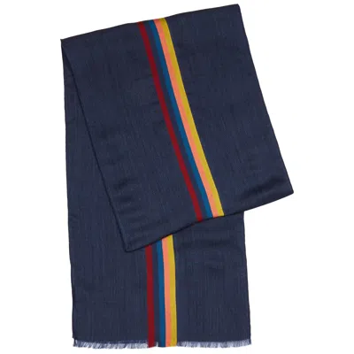 Paul Smith Striped Wool-blend Scarf In Blue
