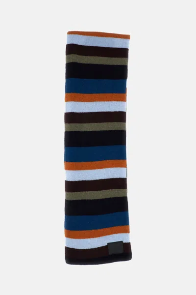 Paul Smith Blue Stripe Lambswool Scarf In Multi