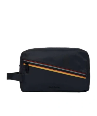 Paul Smith Stripe-detail Wash Bag In Black
