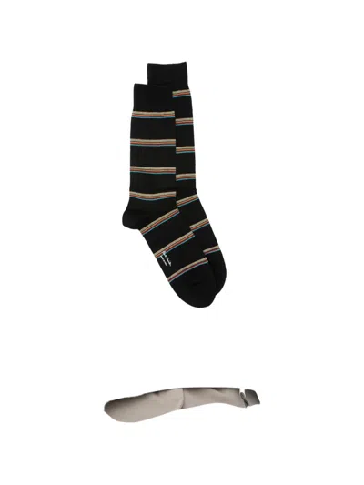 Paul Smith Stripe-pattern Socks In Black