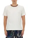 Paul Smith Stripes Logo Collar T-shirt In White