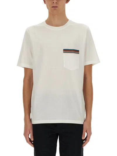 PAUL SMITH STRIPES LOGO POCKET T-SHIRT