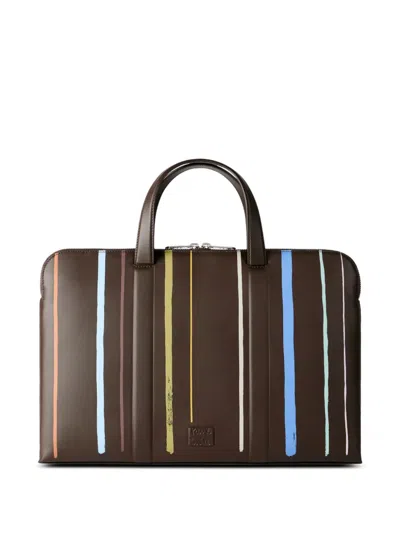 Paul Smith Stripes Top-handle Briefcase In Brown