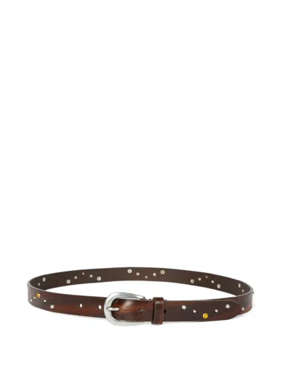 Paul Smith Stud-embellished Leather Belt In Brown