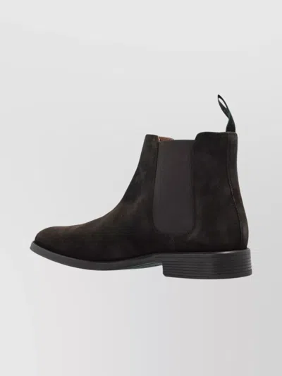 Paul Smith Suede Ankle Boots With Elastic Side Panels In Black