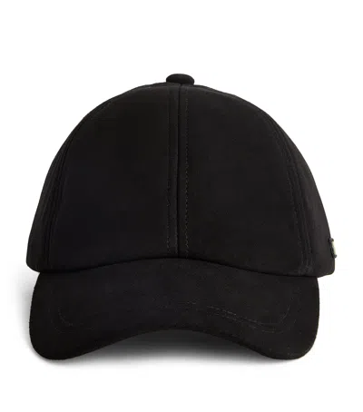 Paul Smith Suede Baseball Cap In Black