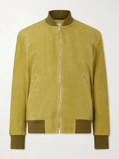Paul Smith Suede Bomber Jacket In Green