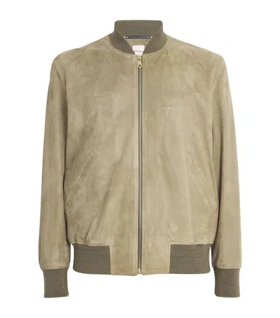 Paul Smith Suede Bomber Jacket In Green