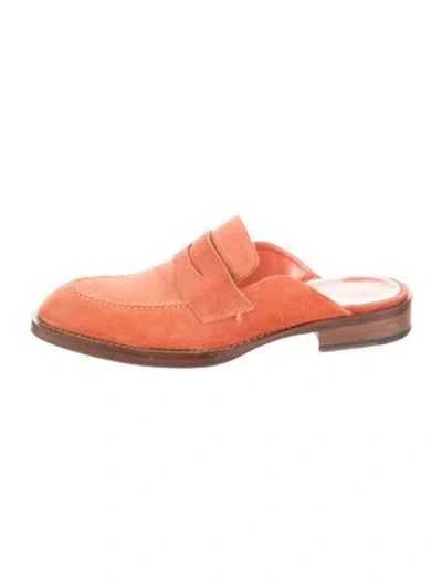 Pre-owned Paul Smith Suede Floral Print Mules In Orange