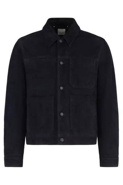 Paul Smith Jacket Suede Multiple Pockets In Blue