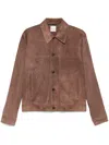 Paul Smith Long-sleeved Leather Jacket In Brown
