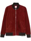 Paul Smith Cherry Red Suede Bomber Jacket In Red