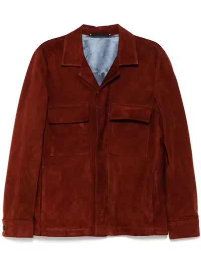 Paul Smith Suede Jacket In Red