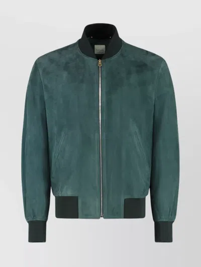 PAUL SMITH SUEDE JACKET WITH ELASTIC CUFFS AND HEM