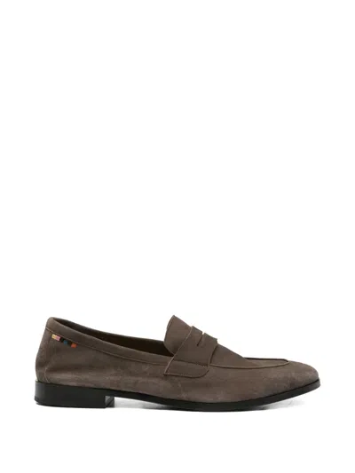 Paul Smith Suede Penny Loafers In Brown