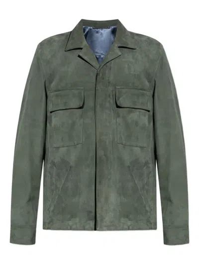 Paul Smith Suede Shirt Jacket In Green