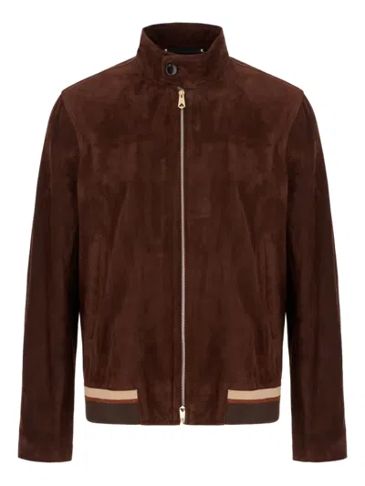 Paul Smith Suede Zip-fastening Jacket In Brown