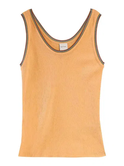 Paul Smith Top In Maglia Bordo Riga Ps In Orange