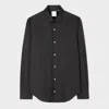 Paul Smith Super Slim-fit Black Shirt With 'artist Stripe' Cuff Lining In Blacks