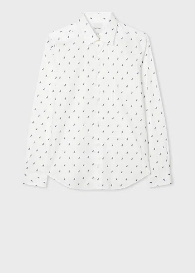 Paul Smith Super Slim-fit White 'butterfly' Print Shirt