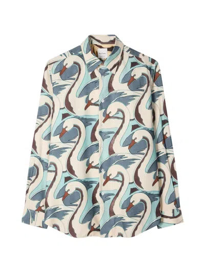 Paul Smith Swan Patterned Shirt In Neutral