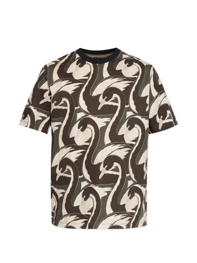 Paul Smith Swan-print T-shirt In Brown