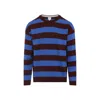Paul Smith Lambswool Blue And Maroon Stripe Crew Neck Sweater Red