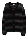 Paul Smith Horizontal Striped Cardigan With V-neck In Black