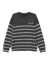 Paul Smith Horizontal Stripe Knit Sweater With Embroidered Detail In Gray