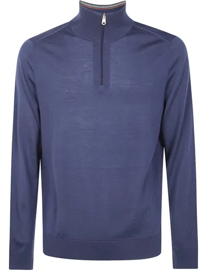 Paul Smith Mens High Neck Zip Sweater Top In Purple