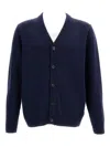 Paul Smith Long Sleeve V-neck Cardigan With Ribbed Cuffs And Hem In Blue