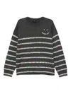 Paul Smith Horizontal Stripe Knit Sweater With Embroidered Detail In Gray