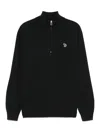 Paul Smith Zebra-logo Half-zip Sweater In Black