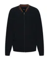 Paul Smith Cotton Sweatshirt With Zip And Baseball Collar In Black