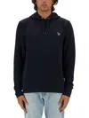 Paul Smith Classic Black Hoodie With Kangaroo Pocket In Blue
