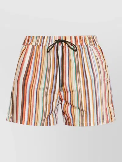 Paul Smith Straight-leg Mid-length Striped Recycled Swim Shorts In Multi