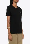 Paul Smith Heart-embroidered Crew Neck T-shirt With Jersey Texture In Black